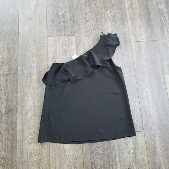 Pleione Black Ruffle One Shoulder Top - medium - Picture 7 of 7